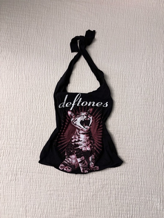 Hot Topic Tops - deftones cat backless halter top ⛧